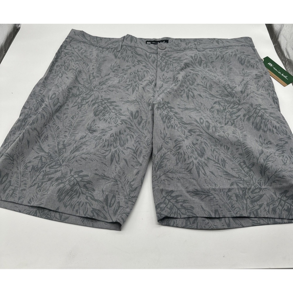 TravisMathew Jaguar Golf Shorts Mens 42 Grey Tropical Leaf Eco Performance New
